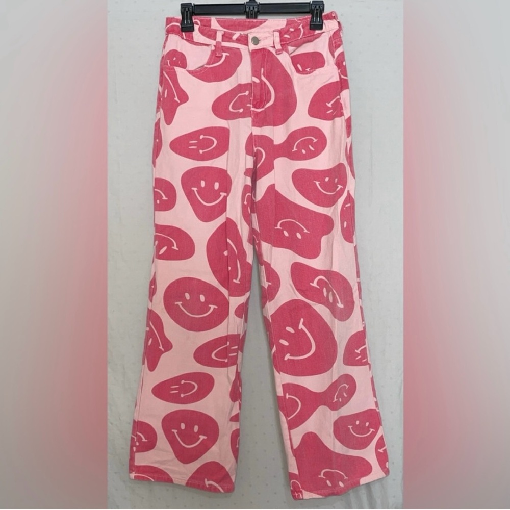 Bailey Rose Pink Smiley Face Jeans Size Medium with 28 Inch Inseam